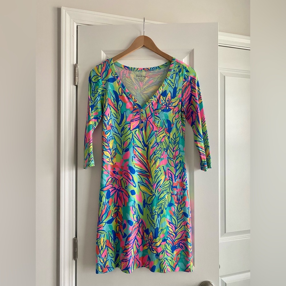 LIKE NEW Lilly Pulitzer Multi Hot Spot 3/4 Sleeve Palmetto Dress